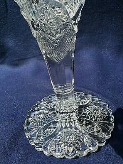 Antique Glass EAPG Cut Glass Chalice Vase Hobstar Thunderbolt Bouquet