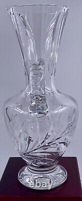 Antique Gorham Cut Crystal Floral Etched 12 Vase with Handles Floral Etched