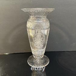 Antique Hand Cut Crystal Vase With Floral Windows & Grapes 12