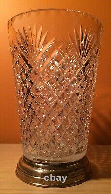 Antique Hawkes Sterling Silver Mounted Cut Crystal Glass Vase Signed