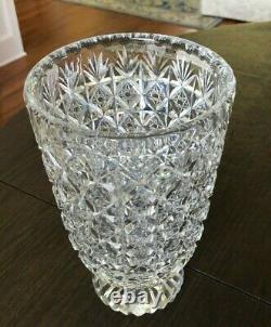 Antique Heavy Crystal Cut Glass Footed VASE by Thomas Webb England 10 x 6