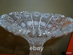 Antique Intricate Cut Lead Crystal Fluted Glass Vase