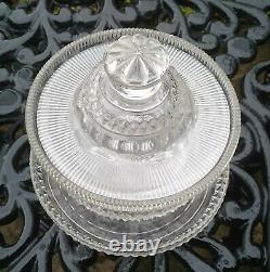 Antique Irish Waterford Cut Glass Crystal Sweatmeat Jar With Original Dish