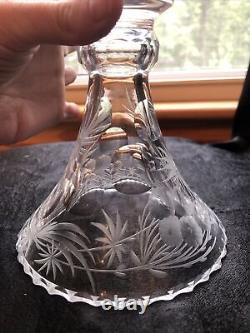 Antique LIBBEY Glass Cut Engraved Floral Large Comport ABP American Glass Signed