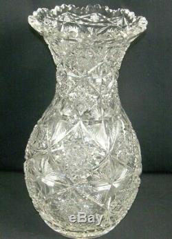 Antique Large 14 ABCG American Brilliant Cut Glass Vase Super Nice