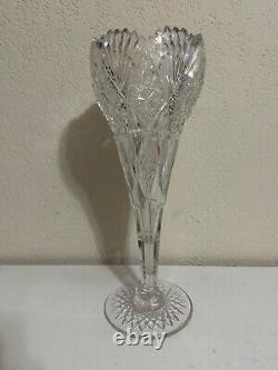 Antique Large American Brilliant Period Cut Glass Chalice Vase 14