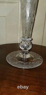 Antique Libbey American Brilliant Intaglio Cut Glass Engraved 10 Vase
