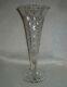 Antique Libbey American Brilliant Period Glass Geometric Prunt 14 Trumpet Vase