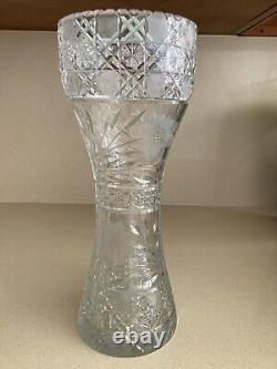 Antique Mckee 1910's 14 Brilliant Cut Corset Glass Vase