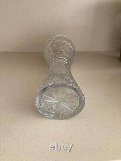 Antique Mckee 1910's 14 Brilliant Cut Corset Glass Vase