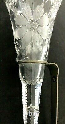 Antique Metal sconce Holder Glass Vase Funeral/Train Car Pressed/Cut Pocket