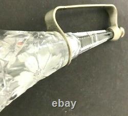 Antique Metal sconce Holder Glass Vase Funeral/Train Car Pressed/Cut Pocket