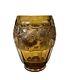 Antique Moser Bohemian Amber Panelled Cut Glass Vase Band/gold & Silver Floral