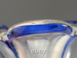 Antique Northern Bohemian Blue Cut to Clear Glass Vase