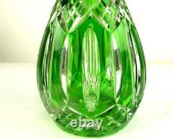 Antique Or Vintage Emerald Green Overlay Cut To Clear Decanter Bohemian