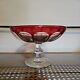Antique Red Cut To Clear Crystal Art Glass Compote -probably Val Saint Lambert
