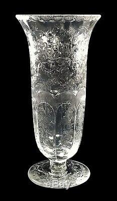 Antique Rock Crystal Intaglio Cut Webb Glass Crystal Large 12 Tall Vase