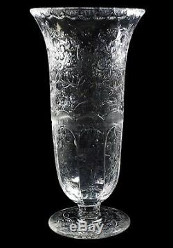 Antique Rock Crystal Intaglio Cut Webb Glass Crystal Large 12 Tall Vase