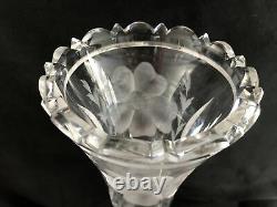 Antique Signet Hawkes ABP Cut Glass WILD ROSE Pattern 18 Vase Signed