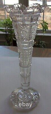 Antique Stunning 12 1/2 ABP American Brilliant Period Cut Glass Trumpet Vase