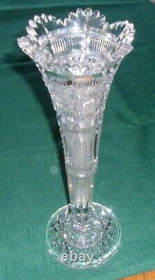 Antique Stunning 12 1/2 ABP American Brilliant Period Cut Glass Trumpet Vase