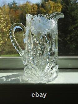 Antique Stunning Pairpoint Handcut Glass Pitcher Butterflies & Daisy APB 1876-19