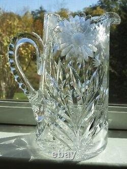 Antique Stunning Pairpoint Handcut Glass Pitcher Butterflies & Daisy APB 1876-19