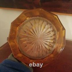 Antique Tankard Bohemian glass Moser Amber Cut Wheel Carved