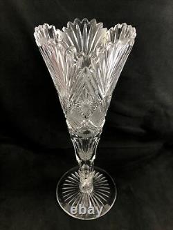 Antique Val St Lambert Dorflinger ABP Cut Glass 14 Trumpet Vase