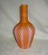 Antique Victorian Peach Apricot Cased Glass Cut Velvet Swung Ribbed Bottle Vase