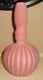 Antique Victorian Ribbed Velvet Cut Pink Rose Satin Art Glass Bud Vase 8 3/4
