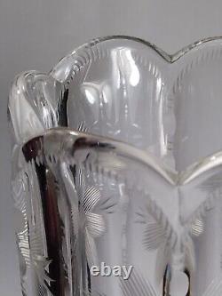 Antique american brilliant cut glass Flower vase vintage Tulip Scallop Top