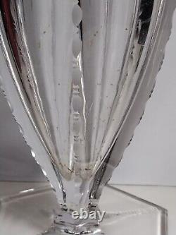 Antique american brilliant cut glass Flower vase vintage Tulip Scallop Top