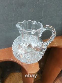 Antique american brilliant cut glass Star Ball Pitcher Vase