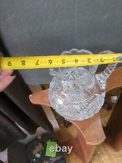 Antique american brilliant cut glass Star Ball Pitcher Vase