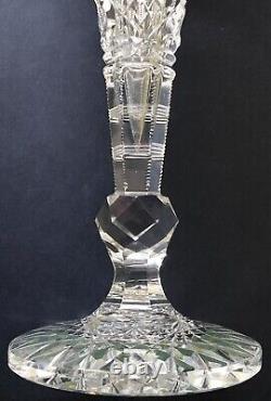 Antique c1890 HAWKES American Brilliant Period Cut Glass 12 Trumpet Vase Signed