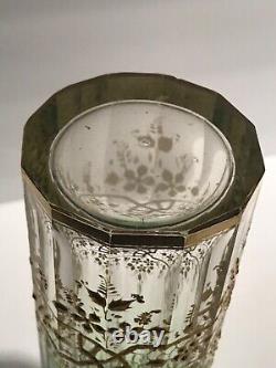 Antique cut, faceted and finely enameled glass vase