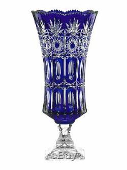 Arnstadt Crystal Vintage Cobalt Blue Flower Vase, Colored Cut Crystal Decor