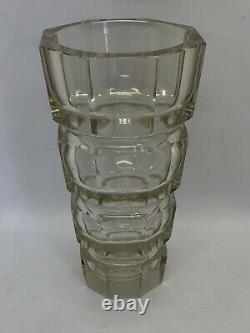 Art Deco Crystal Clear Cut Glass Vase by Moser Czech Bohemian Faceted