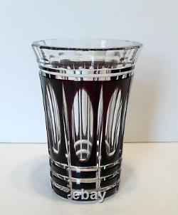 Art Deco Val St Lambert Belgium Amethyst Cut To Clear Crystal Glass Vase