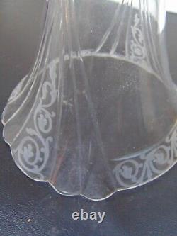 Art Nouveau Cut Etched Glass Crystal Epergne Trumpet Vase
