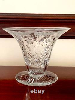 Art Nouveau Hand Cut Vase Bowl Glass Delicate Detailed Floral