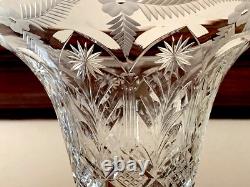 Art Nouveau Hand Cut Vase Bowl Glass Delicate Detailed Floral