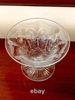 Art Nouveau Hand Cut Vase Bowl Glass Delicate Detailed Floral