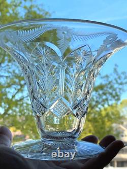 Art Nouveau Hand Cut Vase Bowl Glass Delicate Detailed Floral