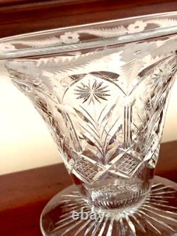 Art Nouveau Hand Cut Vase Bowl Glass Delicate Detailed Floral