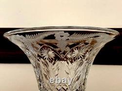 Art Nouveau Hand Cut Vase Bowl Glass Delicate Detailed Floral