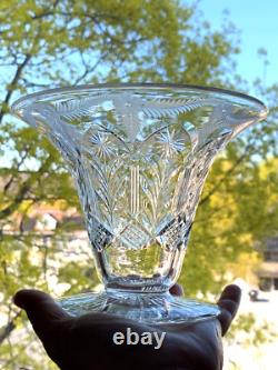 Art Nouveau Hand Cut Vase Bowl Glass Delicate Detailed Floral