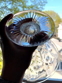 Art Nouveau Hand Cut Vase Bowl Glass Delicate Detailed Floral