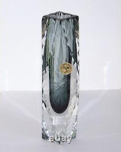 Artistic Cristal Murano Facet Cut Art Glass Vase Has Sticker